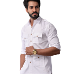 Comfy White Hunting Style Shirt | Premium Men's Sportswear | Classic Outdoor Design | Comfortable Cotton Fabric | Size 36-44